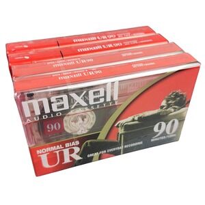 Maxell UR 90 Minute Blank Audio Cassette Tapes Normal Bias Bundle 4  New Sealed